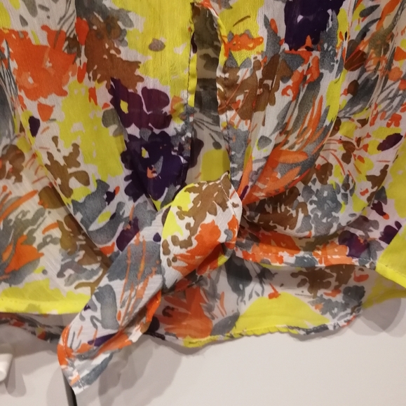 PURE & SIMPLE Quarter Zip Floral Tank top Lightweight Front Tie Medium - Picture 5 of 6